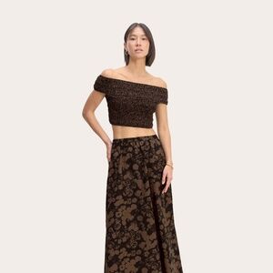 Everlane Women's Supima® Pull-On Maxi Skirt in Black/Brown Floral, Size Medium